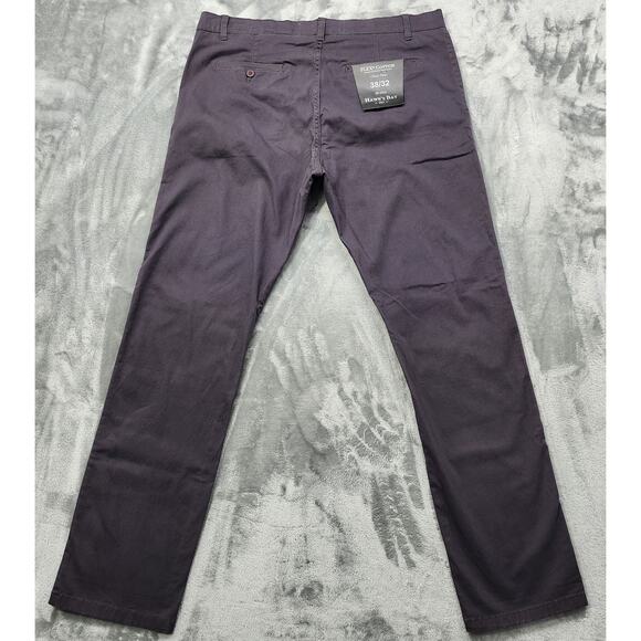 NEW Hawks Bay Pants Mens 38/32 Gray Charcoal Chino Stretch Twill Straight Slim - Picture 3 of 14